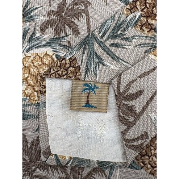 TOMMY BAHAMA Tie Men's 100% Silk Yellow Brown Green Pineapple Floral Palm Trees - Picture 6 of 10